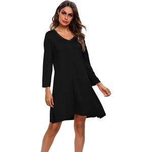 TIKTIK Women's Nightgown Modal‎ Sleep Shirt V Neck Comfy Pajama Sleepwear Medium